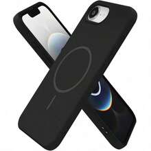 Original Liquid Soft Silicon Case Compatible With Iphone 17E 16 Pro Max 15 14 Plus 13 12 11 Wireless Charge Magnetic Cover - Black - View 1