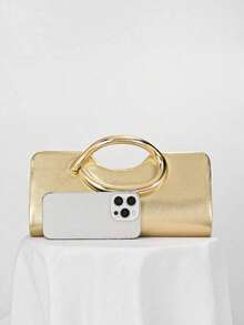 European And American Style Women's Gold Patchwork Pattern Design Evening Clutch, Glossy Handbag, Suitable For Dancing - Gold - View 5