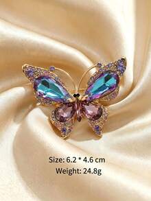 Luxury Crystal Butterfly Brooch, Women's Colorful Rhinestone Brooch, Unisex Party Jewelry Accessory/Best Friend Gift, Suit Badge Decoration - Multicolor - View 2