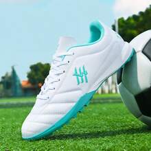 TF Studded Football Shoes, Youth Adult Unisex, Minimalist Design Suitable For Students - White Green - View 4