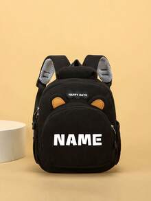 1pc Mini Personalized Back To School Cute Bear Backpack, Simple Casual Design, Zipper Closure, Nylon Material, Adjustable Shoulder Straps, Hand-Carry, Suitable For School, Shopping, Daily Outings, Outdoor Trips. Birthday Gift. - Striped Fleece 2501 - View 13
