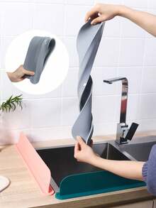 Black Or Gray Silicone Sink Splash Guard With Suction Cups, Kitchen Sink Splash Guard, Restaurant Sink Splash Guard - Grey - View 8