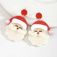 2pcs Christmas Earrings Santa Claus Acrylic Earrings Cute Jewelry Cartoon Santa Claus Fashion Pendant Earrings Holiday Celebration Accessories Perfect Christmas Gift For Family And Friends - Multicolor - View 13