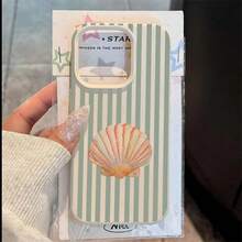 Soft TPU Cases For IPhone 17 16 15 14 13 12 11 Pro Max 16E XR XS Phone Case Fresh Shell Stripes Design Stylish Protective Cover - T10787 深灰色 - 查看 2