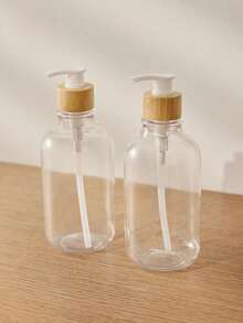 Haus Hana 1 件透明皂液器，带竹泵，适用于沐浴露、乳液和洗手液，16 盎司塑料洗碗机和洗手液分配器套装，可再填充液体皂液瓶，适用于厨房家居浴室装饰秋季装饰返校 - 無色 - 查看 4