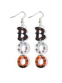 1pair Halloween Acrylic BOO Colorful Letter Spider Web Drop Earrings For Women Girl For Funny Horror All Saints' Day Jewelry Party Accessories - Multicolor - View 2