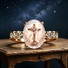 Elegant Style Floral Wedding Cross Pattern Women's Fashion Ring, Carved Texture Hypoallergenic Skin-Friendly Jewelry, Suitable For Daily Wear - Multicolor - View 3