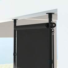 Toldo vertical para balcón 120x220-310cm resistente a la intemperie con manivela de poliéster gris oscuro para terraza y jardín On-Site - Gris oscuro + aluminio - Ver 7