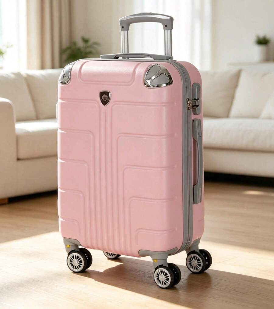 Maleta de Viaje 20 Pulgadas Ultraligera 2.7kg con 4 Ruedas Giratorias Desmontables, Candado, Asa Telescópica 3 Niveles, Esquineros Antigolpes, Maleta de Cabina para Viajes Cortos - Rosa - Ver 1