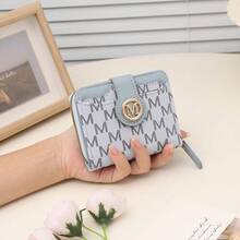 Vintage M Letter Short Wallet For Women, Multi-Function Card Holder With Multiple Slots And Zipper Coin Purse - Multicolor - View 6