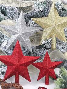 1pc Classic Shining Star Tree Top, Plastic Shining Star, Suitable For Festive Home And Party Decorations, Suitable For New Year, Winter Celebrations - No Power Required Best Gifts Birthday Christmas Decorations Home Christmas Gifts Christmas Decor - Multicolor - View 5