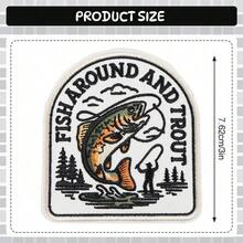 RHUAGYP 1pc Vintage "Fisharound And Trout" Slogan Embroidered Patch, Suitable For Jacket, Hat, Backpack, Clothing Decoration And Repair, Iron-On/Sew-On, Fishing Enthusiast Decor Patch - Multicolor - View 3