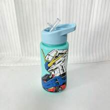 bandai 多色機甲印花塑膠吸管杯，翻蓋吸管設計，防漏日常飲水杯，適合辦公室、學習、通勤，生日與節日禮物 - 彩色 - 查看 4