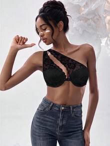 Women's Sexy Lace Underwire Bra, Front Closure Design, Comfortable Support, Suitable For Matching With Clothing And Lingerie - Black - View 4