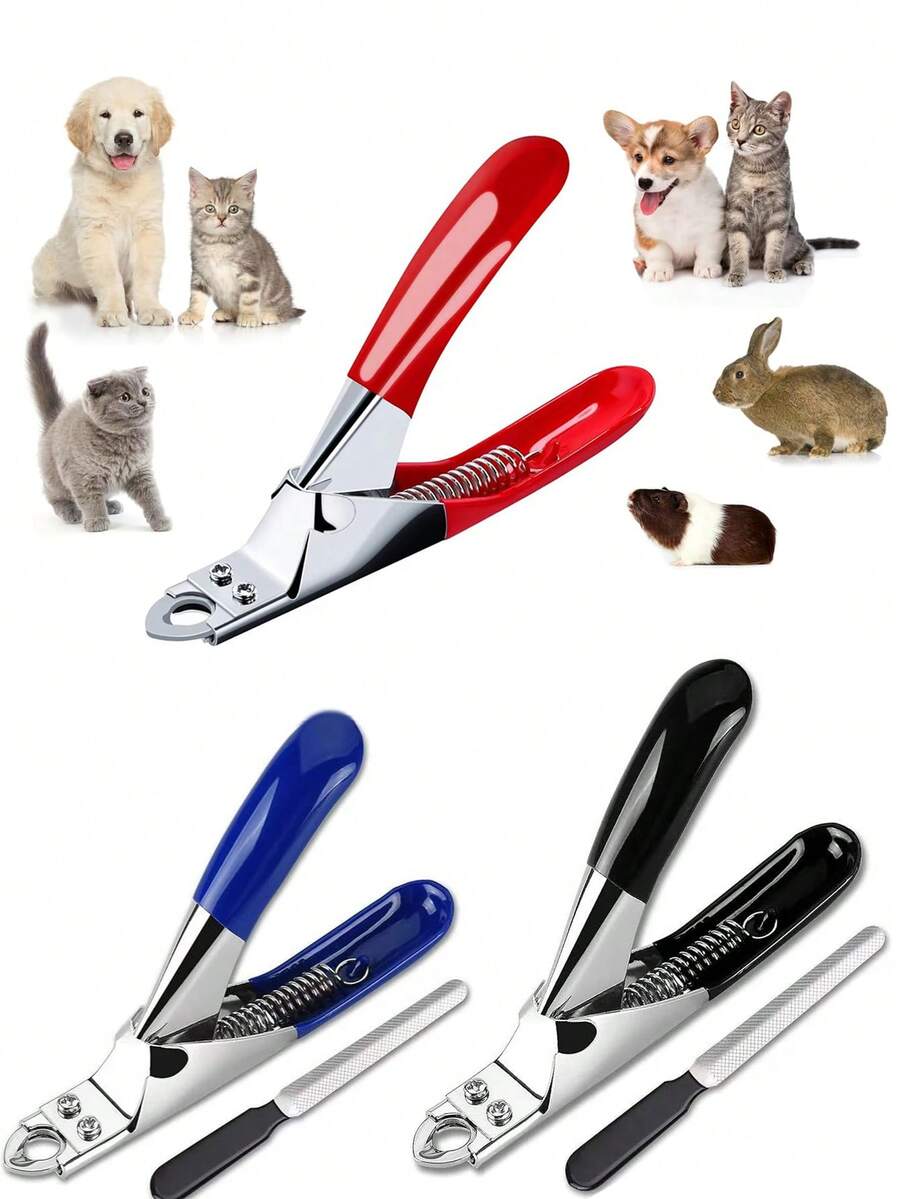 Stainless Steel Pet Nail Clippers With Free Nail File, 9mm Wide Cutting Mouth Sharp Blades Non-Slip Handle Professional Dog Cat Claw Trimmer For At-Home Grooming - single hole - View 1