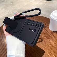 Order And Follow Store To Get Free Lanyard, New Corning Integrated Magnetic Stand With Braided Rope + Wrist Strap Phone Case/Compatible With Apple 17PROMAX/16promax/15promax/14promax/13promax/12promax/11promax/XSMAX/Compatible With Samsung S26/2524321u A56 A54 A53 A52 A36 A35 A16 A15 A14 A07 A06 Phone Case Compatible With Huawei P80/70605040/MATE 80/7060504030/NOVA 15/1413121110 - Black + Braided Rope - View 4