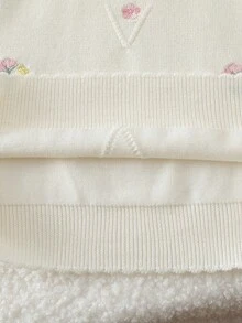 Tween Girls Casual Round Neck Bear Embroidery Long Sleeve Autumn/Winter Sweater - Apricot - View 6