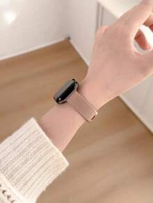 1pc Elastic Nylon Band Compatible With Apple Watch Women's Sports Style 38mm 40mm 41mm 42mm 44mm 45mm 46mm 49mm - Milk Tea - View 4