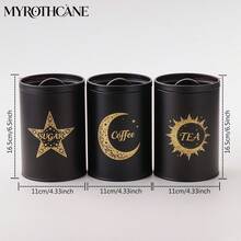 Myrothcane 3Pcs Star Moon Sun Pattern Airtight Storage Jar Large Capacity Food Container For Kitchen Coffee Tea Sugar Organization - Black - View 12