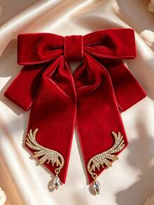 1pc Women Rhinestone Decor Fashion Bow Tie, For Party For Daily Life - Black - View 9