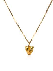 1PC Geometric Leopard Necklaces For Women 18K Gold Plated Stainless Steel Panther Head Pendant Chain Necklace Y2K Aesthetic Jewelry Gift - Multicolor - View 5