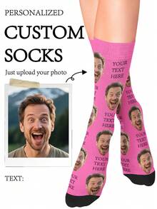 1 Pair Customized Socks, Customized Face Socks, Funny Face Socks, Text Socks, Can Print Any Face On Socks, Gift For Best Friends, Gift For Girlfriend/Boyfriend - Multicolor - View 5