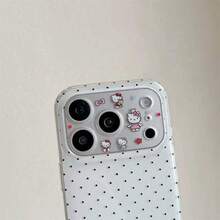Sanrio Hello Kitty Large Window Polka Dot Phone Case Compatible With Apple 17 Pro Max, 16/15, 13/14, 12/11, Full Coverage Anti-Drop Protective Cover - White - View 9