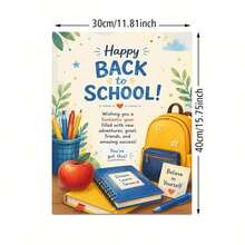 1pc Frameless Canvas Wall Art - Fresh Style School Supplies Back To School Canvas Painting, Featuring Yellow Backpack, Notebook, Red Apple And Pen Holder, Printed With "Happy BACK To SCHOOL!" And "Believe In Yourself" Inspirational Text, Suitable For Teachers And Students, School Dorm Decoration, Classroom Learning Supplies Decoration, University Dorm Decoration - A - View 6