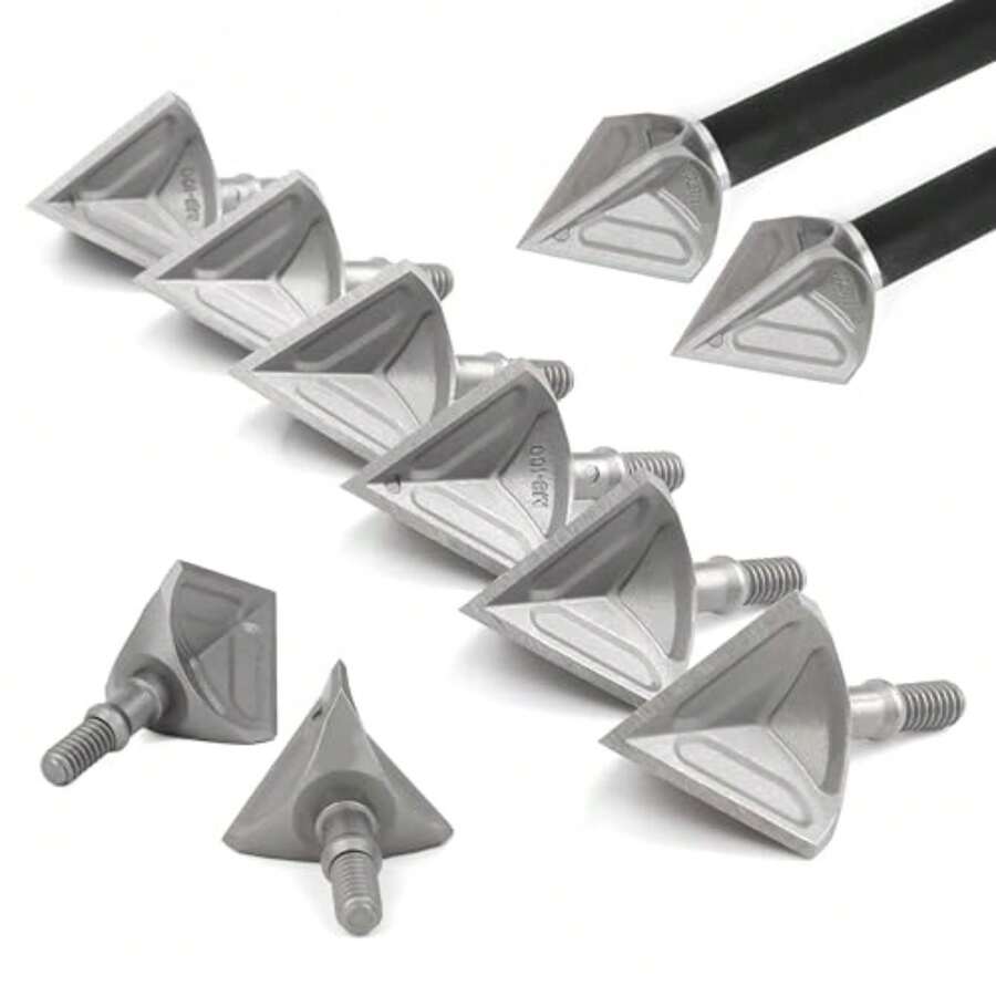 Hunting Broadheads 440C Stainless Steel Fixed Blade 100 Grain Solid Arrow Tip Arrow Heads For Archery Compound Bow/Recurve Bow/Crossbow Hunting - 6PCS - View 1