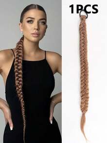 32 Inch Braid Hair Extensions, Hand-Woven Fishbone Braid Synthetic Hair With Soft Scrunchie, Suitable For Daily Use - Multicolor - View 16