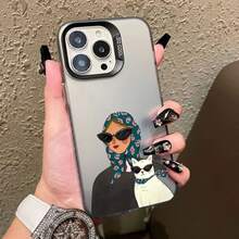 Cartoon Cute Cat Headscarf Women Phone Case For IPhone 17 13 12 Mini 11 Pro Max 16 15 14 Plus Pro Max Shockproof Laser Case - CH-Black NRYM 3 - 查看 1