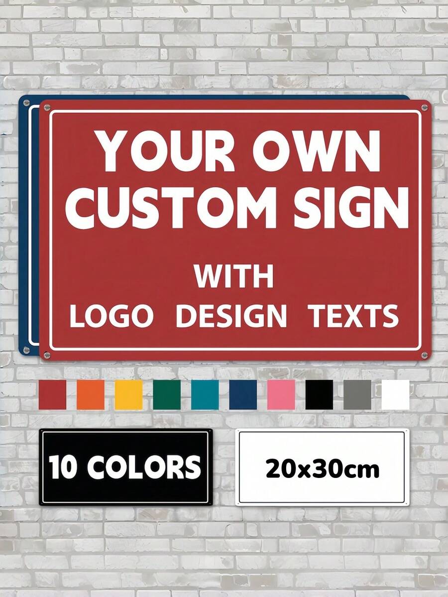 1pc Customized 8x12 Inch Vintage Metal Tin Sign, Durable & Weather-Resistant, Personalized Text Nameplate, Suitable For Home Name Decoration & Gifts, Birthday, Holiday And Home Decor - Multicolor - View 1