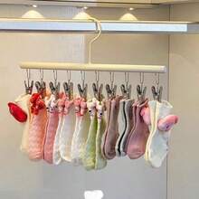 1件 10夾式收納掛架，嬰兒衣物掛架，圍兜與襪子晾曬架，帽子收納掛鉤 - 彩色 - 查看 7