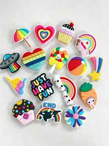 16 Pieces / Sets. One Set Of The Rainbow Series PVC Shoe Decorations, Suitable For DIY To Make Shoes With Holes. It Is A Great Gift For Friends. - Multicolor - View 3