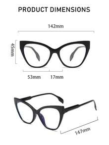 EIGIIS 1 Pair Women's Cat Eye Glasses, Fashion Vintage Spring Hinge, Plastic Medium Size Retro Classic Cool - A - View 5