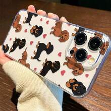 1 pieza Funda protectora de teléfono de TPU con cobertura completa, con diseño de perro salchicha y carcasa transparente - Multicolor - Ver 3