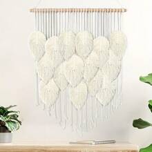 1pc Large Macrame Wall Hanging, Boho Style Wood Bead Tassel Woven Wall Decor, Handmade Woven Wall Tapestry For Background, Headboard, Room Decor - Multicolor - View 21