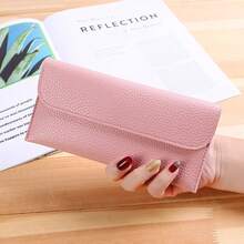 1pc Women's Wallet New Soft Leather Slim Long Wallet Large Capacity Solid Color Litchi Texture Phone Bag Wallet - Multicolor - View 1
