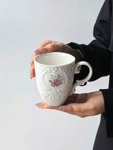 1 buah Mug Keramik dengan Pinggiran Merah Muda Timbul Motif Mawar, Cangkir Kopi Keramik Berkualitas Tinggi Gaya Prancis Ins dengan Pola Bunga, Desain Pinggiran Merah Muda, Ideal untuk Teh Sore, Susu, Latte, dan Kopi - MultiWarna - View 17