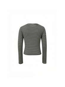 Minimalist Commute Lyocell V-Neck Striped Slim Fit Women's Top Black - Black - View 11