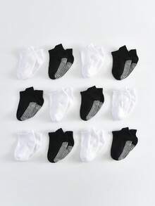 12 Pairs Kids Basic Anti-Slip Bottom Sports Socks, Tab Top Boat Socks, Multi-Function Trampoline Socks, Floor Socks For Boys And Girls - Multicolor - View 5