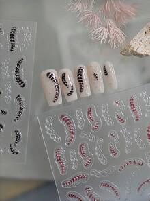 1pc 5D Horror Insect Nail Stickers, Mini Centipede Insect Silver Chain Pattern Nail Decals, Suitable For Fingertips, Minimalist Summer Nails, Perfect For Halloween Horror Party, Gothic Style Outfit And Holiday Nails - 彩色 - 查看 3