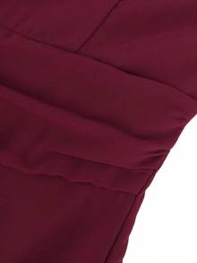 Women's Solid Color Bell Sleeve Elegant Party Occasion Long Dress - Burgundy - View 10