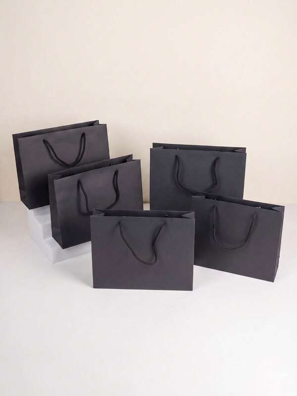 5 piezas/1 pieza Bolsas de regalo negras, bolsas de compras para días festivos, bolsas de dulces para bodas, bolsas de regalo pequeñas, adecuadas para cumpleaños, graduación, boda, baby shower y fiesta de días festivos, bolsas de regalo de papel.