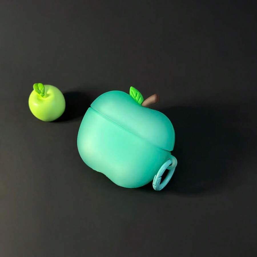 3D Matte Texture Apple Shaped Silicone Earphone Case, Compatible With AirPro3/2/3 Earphones, Minimalist Transparent Fruit Style Earphone Protective Cover - View 1