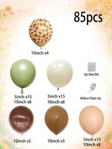 85Pcs Jungle Forest Party Decor Balloon Set, Assorted Nude Tone Latex Balloons With Deer Pattern Balloons, Decorations For Birthday And Various Theme Party Backdrops - Multicolor - View 6