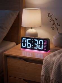 Jam Alarm Digital, Jam Meja Cermin Estetik dengan Lampu Latar Multi-Warna, Dekorasi Lampu Samping Tempat Tidur Kamar Tidur untuk Remaja Perempuan, Perlengkapan Kamar Asrama yang Lucu, Hadiah Natal Wisuda - beraneka warna - View 5