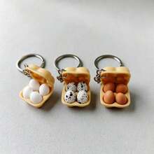 2pcs/3pcs Mini Egg Carton Keychain, Cute 4-Slot Egg Box Pendant, Realistic Food Charm, Kawaii Y2K Bag Accessory, Suitable For Women, Girls, Student Rewards, Farm Souvenir - Multicolor - View 3
