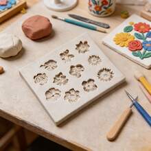 1PC 11 Hole Flower Shaped Decorative Clay Mold, Shooting Decorative Props, Resin Liquid Handmade Decorative Accessories, Simple Demolding, Reusable Silicone Mold, Non Food Contact - Beige - View 5
