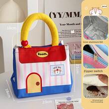1 buah Tas Bekal Makan Siang Portabel Berinsulasi Kapasitas Besar, Tas Bekal Persegi Panjang Motif Rumah Lucu dan Estetis, Hadiah Natal, Tas Bekal Musim Dingin untuk Sekolah, Kerja, Liburan, dan Pelajar yang Dapat Digunakan Kembali - MultiWarna - View 5